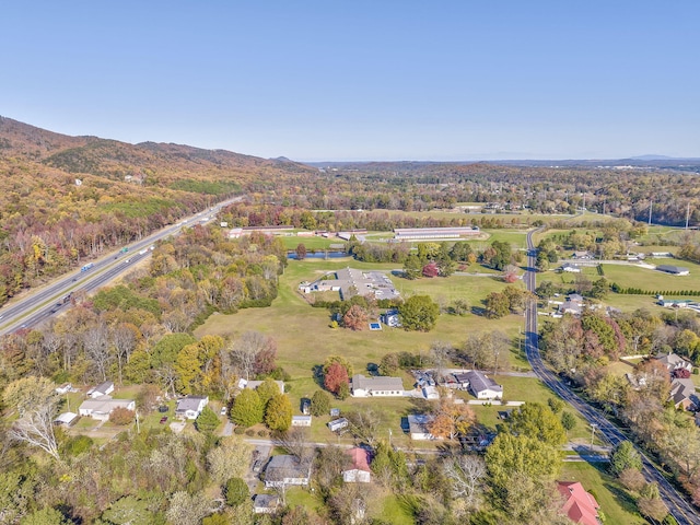 birds eye view of property with a mountain view