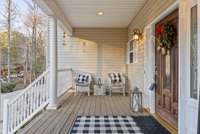 deck featuring covered porch