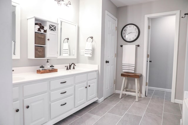 bathroom with vanity and tile patterned floors