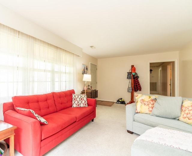 living room with carpet flooring