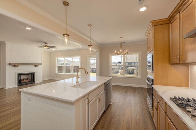 9089 Knolling Loop Unit 87, Ooltewah, TN 37363 - kitchen with a sink, dark wood-style flooring, stainless steel appliances, ceiling fan, and baseboards