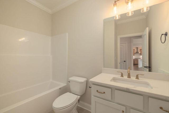 9089 Knolling Loop Unit 87, Ooltewah, TN 37363 - full bath with crown molding, toilet, vanity, baseboards, and tub / shower combination