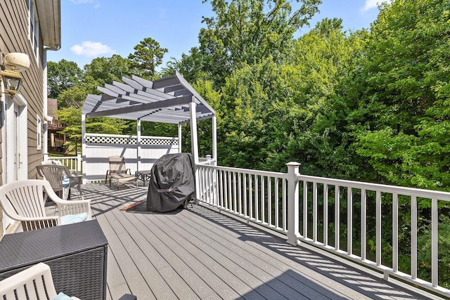 wooden deck with a pergola