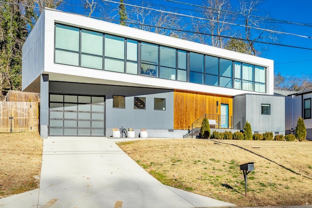 contemporary home featuring a garage