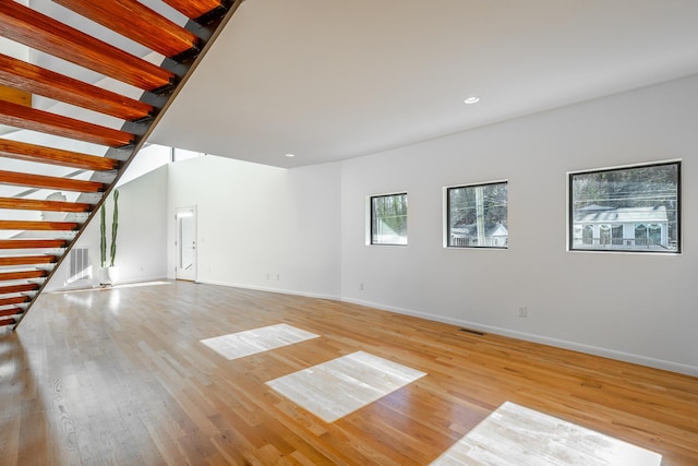 unfurnished living room with light hardwood / wood-style floors