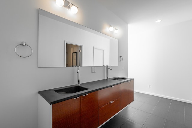 bathroom featuring vanity and tile patterned flooring