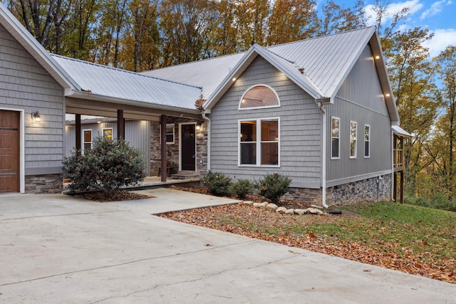 view of front of property with a garage