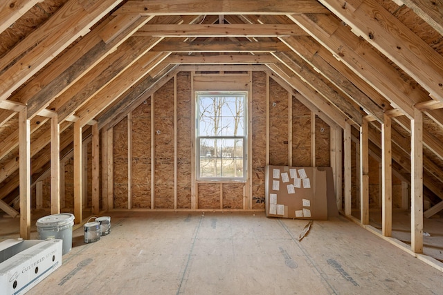 view of unfinished attic