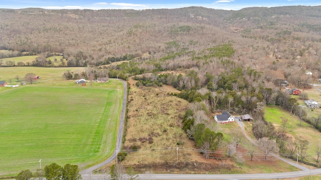 birds eye view of property featuring a rural view and a mountain view