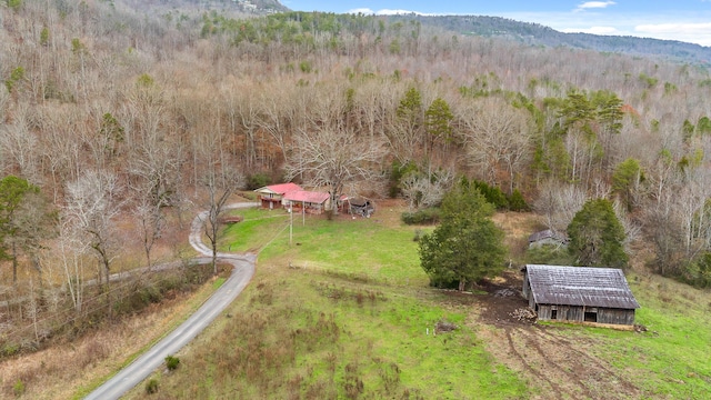 birds eye view of property with a mountain view