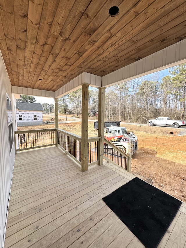 wooden terrace with covered porch