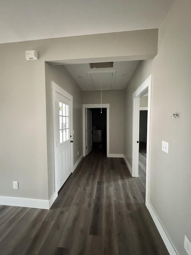 hallway featuring dark hardwood / wood-style floors