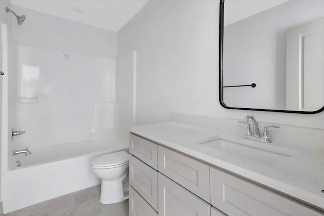 full bathroom featuring vanity, tile patterned flooring, shower / bathing tub combination, and toilet