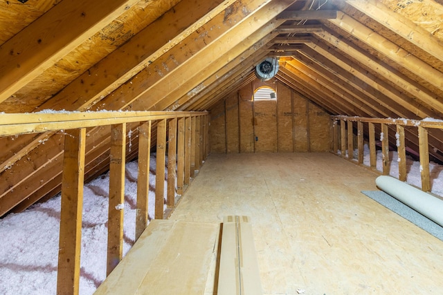 view of unfinished attic