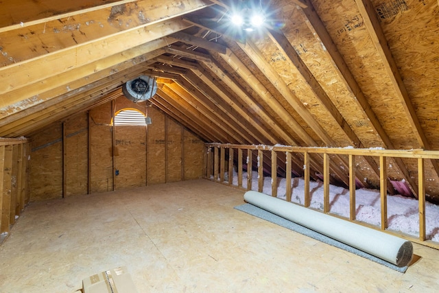 view of unfinished attic