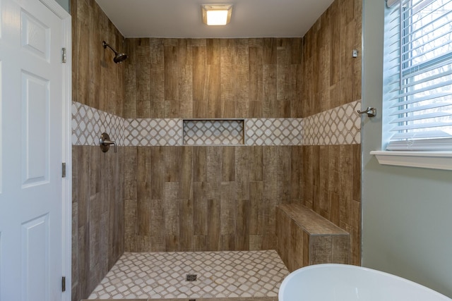 bathroom with plus walk in shower