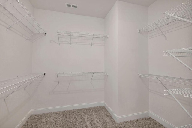 spacious closet featuring carpet floors and visible vents