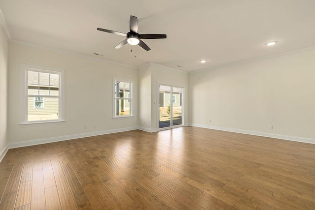 1699 Whisper Winds Ln Unit 34, Ooltewah, TN 37363 - unfurnished room with wood-type flooring, a ceiling fan, crown molding, and recessed lighting