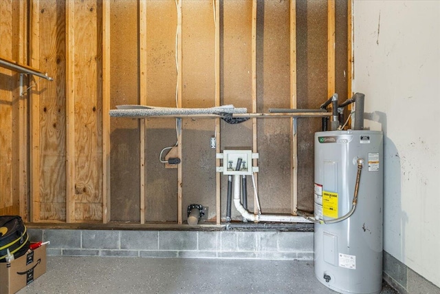 utility room featuring water heater