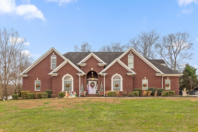 view of front of property featuring a front lawn