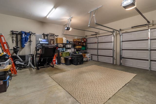 garage with a garage door opener