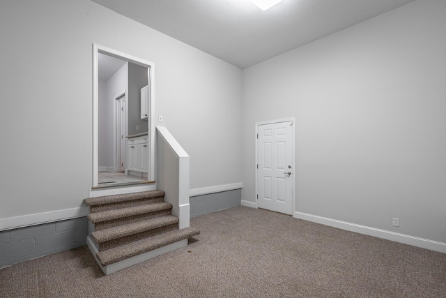 stairway with carpet flooring