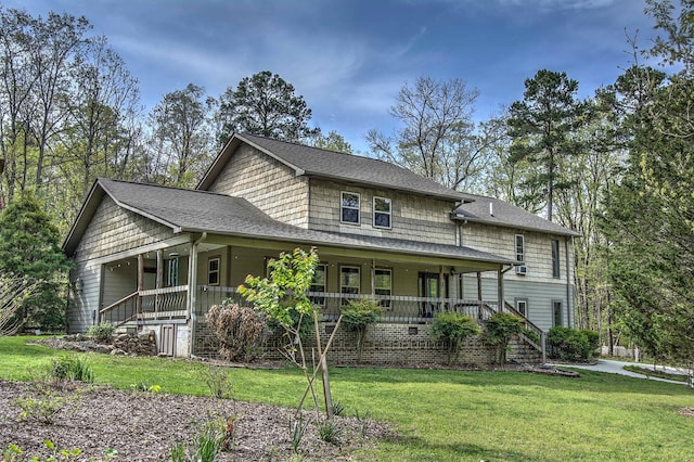 5432 Scenic Hwy, Rising Fawn, GA 30738 - view of front of home featuring a porch, a shingled roof, a front yard, and stairs