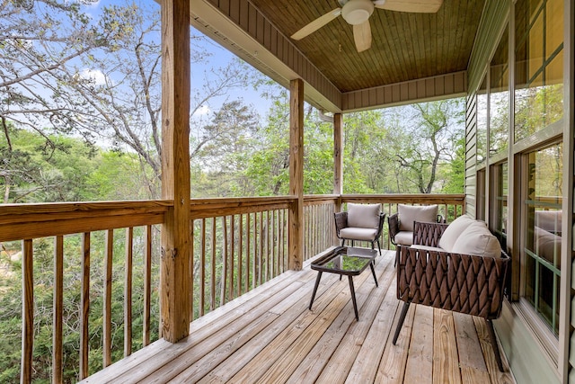 deck featuring ceiling fan