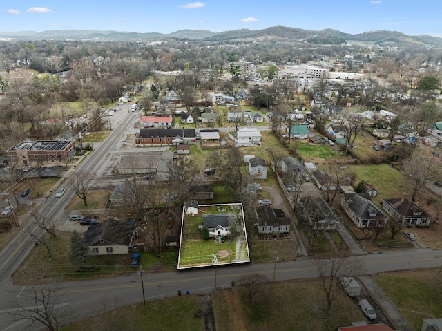 drone / aerial view with a mountain view