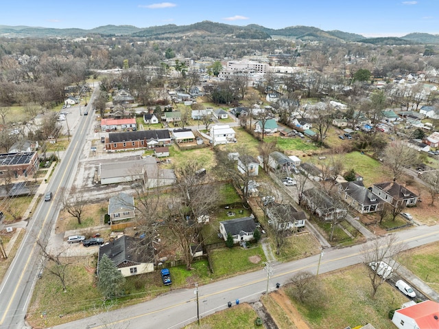 birds eye view of property with a mountain view