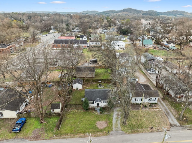 drone / aerial view with a mountain view