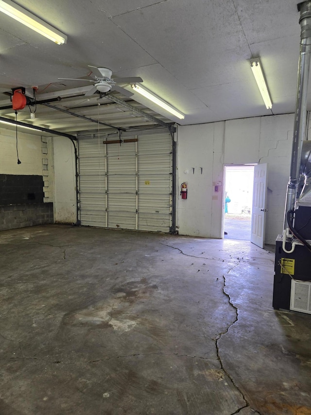 garage featuring heating unit