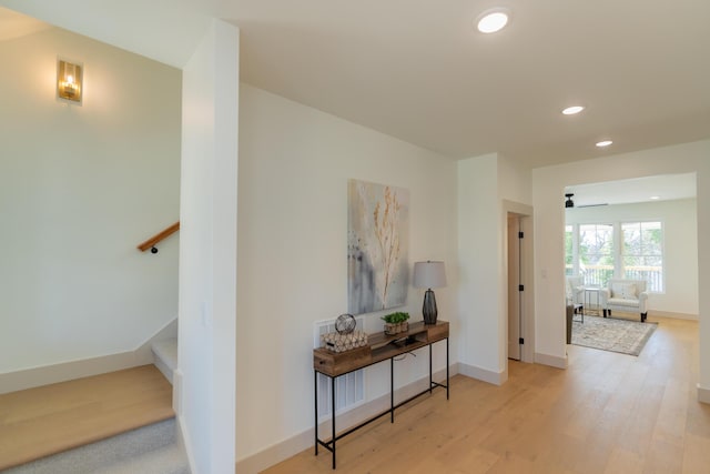 hall featuring light wood-type flooring