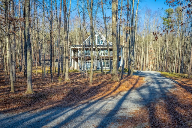 view of front facade with a deck