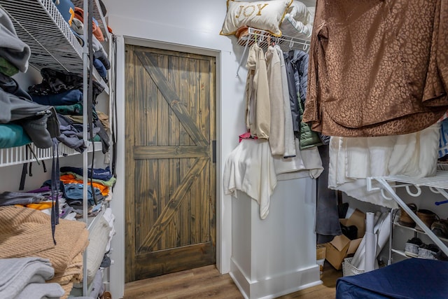 spacious closet featuring hardwood / wood-style flooring