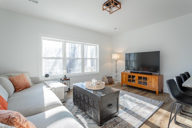 living room featuring hardwood / wood-style flooring