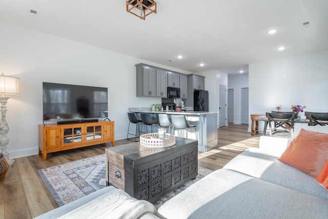 living room with hardwood / wood-style floors