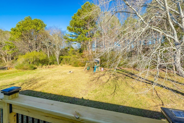 view of yard with a playground