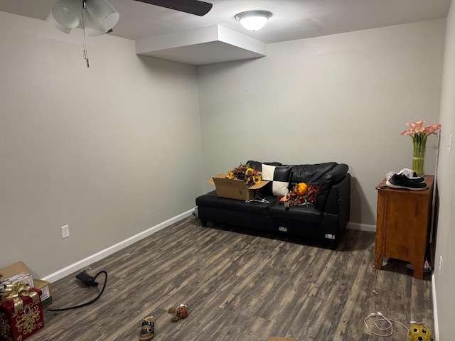 living area featuring dark wood-type flooring