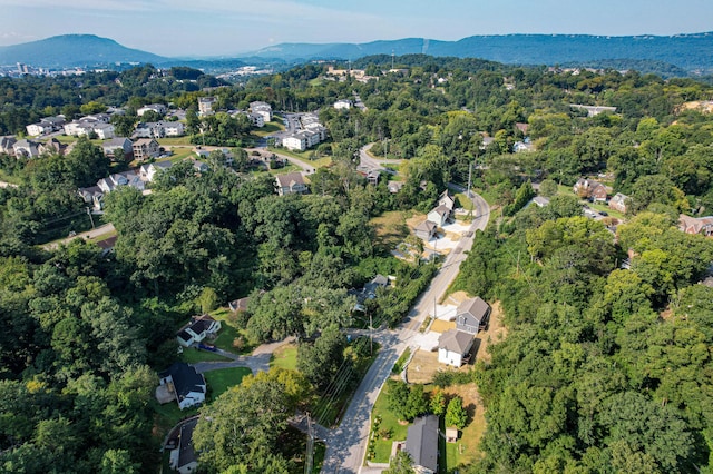 bird's eye view with a mountain view