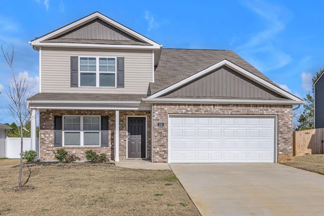 craftsman inspired home featuring a garage