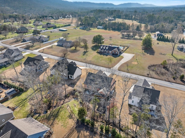 aerial view with a mountain view