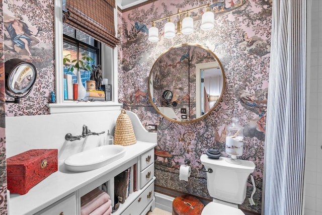 bathroom with toilet and vanity