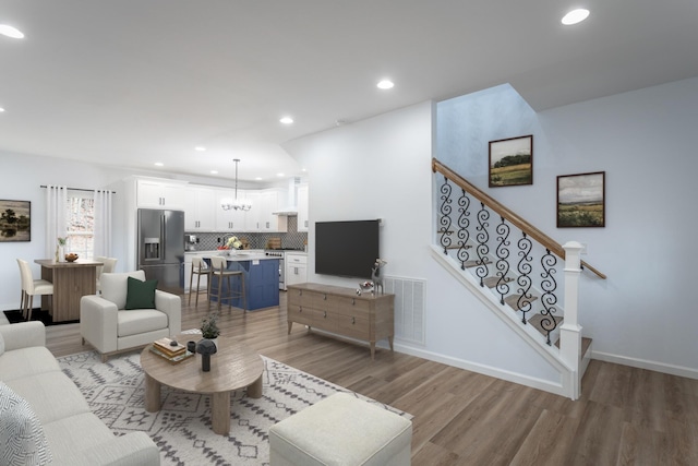 living room featuring light wood-type flooring