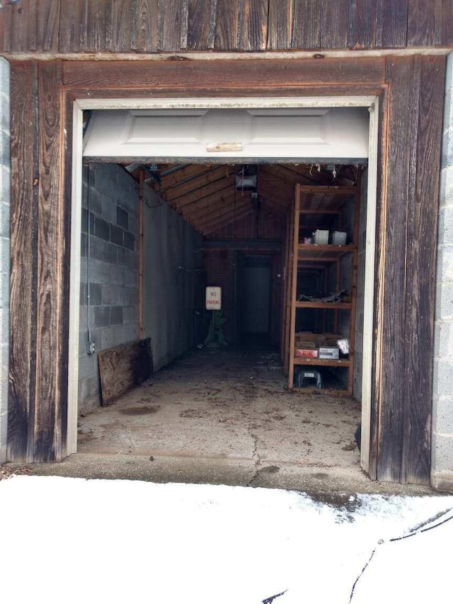 garage with a garage door opener