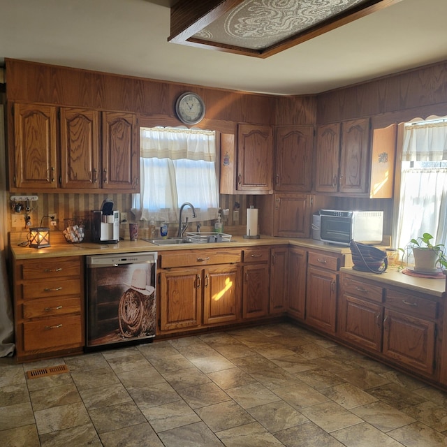 kitchen with sink and dishwashing machine