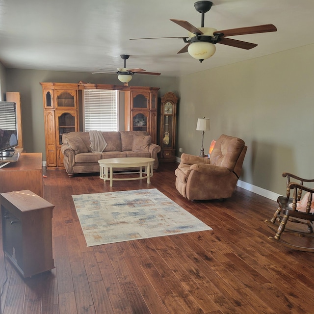 living room featuring dark hardwood / wood-style floors