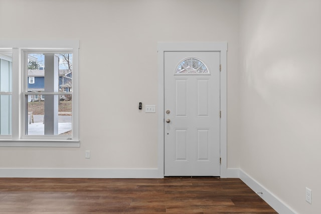 entryway featuring dark wood-type flooring