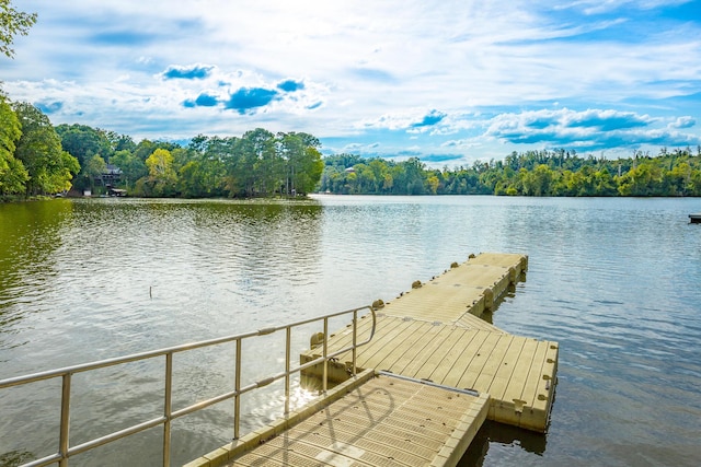 view of dock featuring a water view