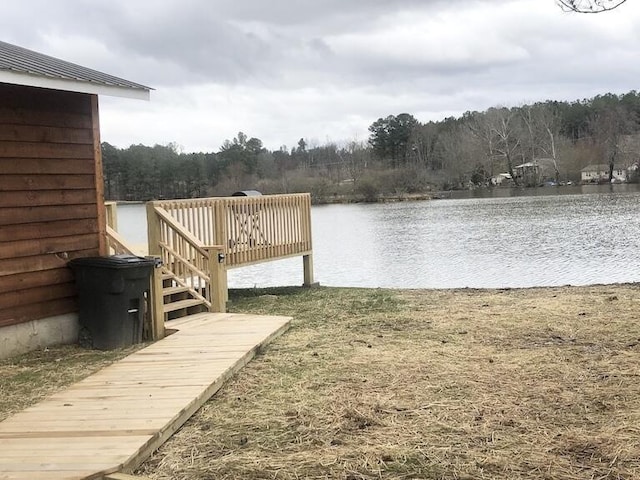 view of dock featuring a water view